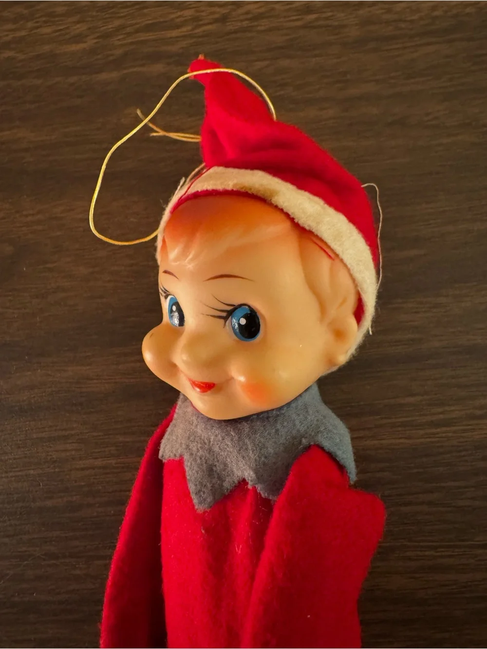 Vintage Knee Hugger Christmas Elf Pixie Tree Hugger Ornament 12”